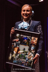 Destiny Olea, class of 2018 Aztlan leader, with her shadow box.