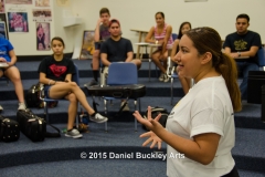 Operatic vocal instructor Diana Olivares gives vocal instruction to young mariachi students in 2015.