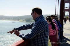 Mariachi Aztlan director John Contreras points out whales to his students from the Golden Gate Bridge.