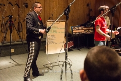 Jaime Valenzuela (l) gets ready to lead the vocal session.